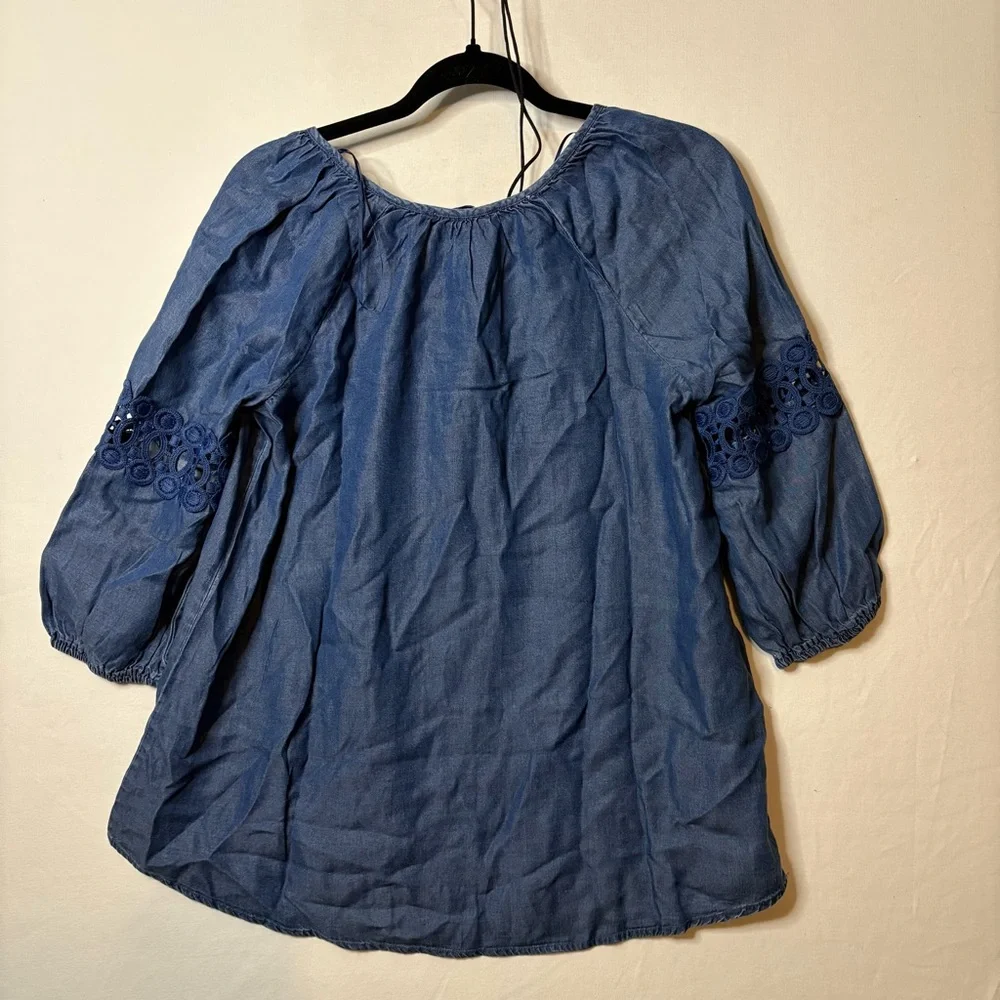 By Design Blue Lyocell Peasant Top - Picture 6 of 6